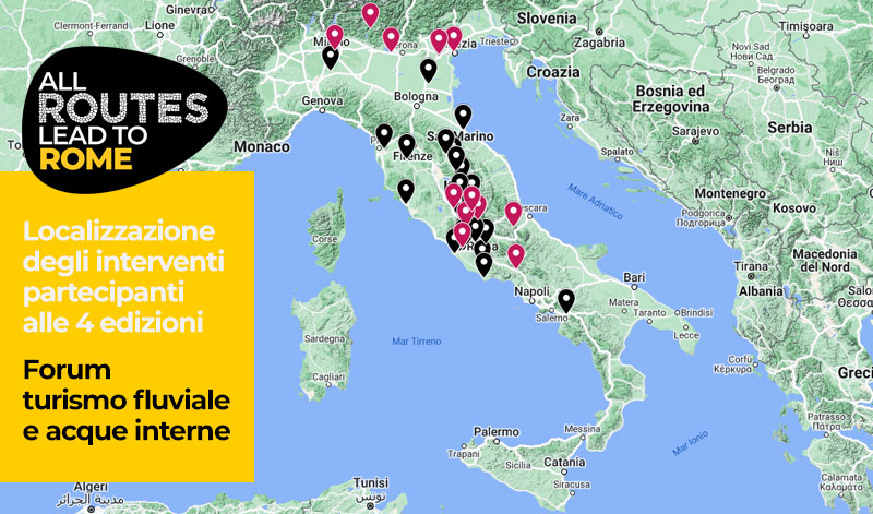 Localizzazione degli interventi delle 4 edizioni del Forum